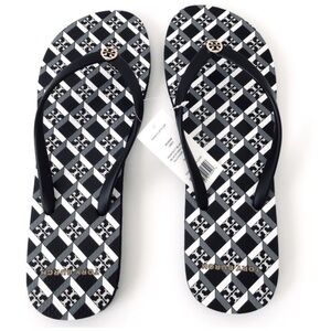 Euc TORY BURCH CHELSEA GEO LOGO FLIP FLOP SANDALS FLOPS 8